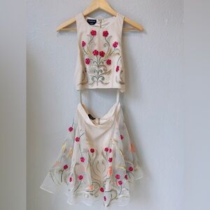 Floral Embroidered Two-Piece organza Dress